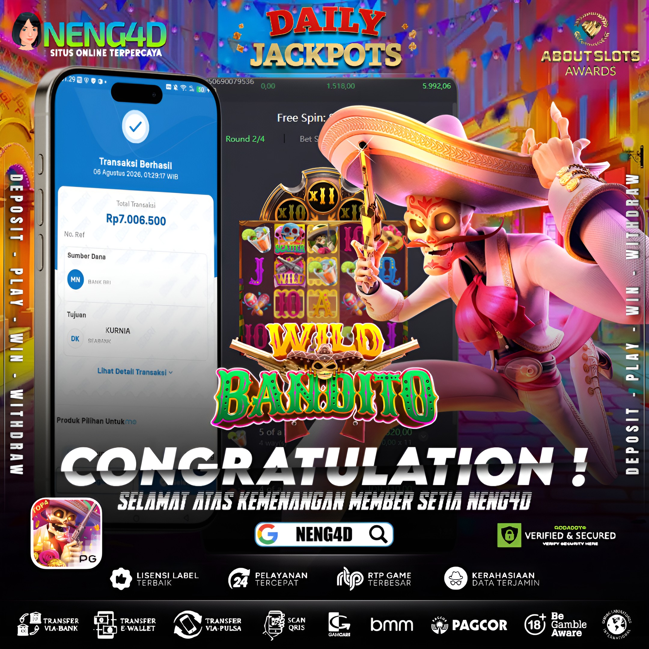 MENANG 7JT MAIN DI WILD BANDITO PG SOFT