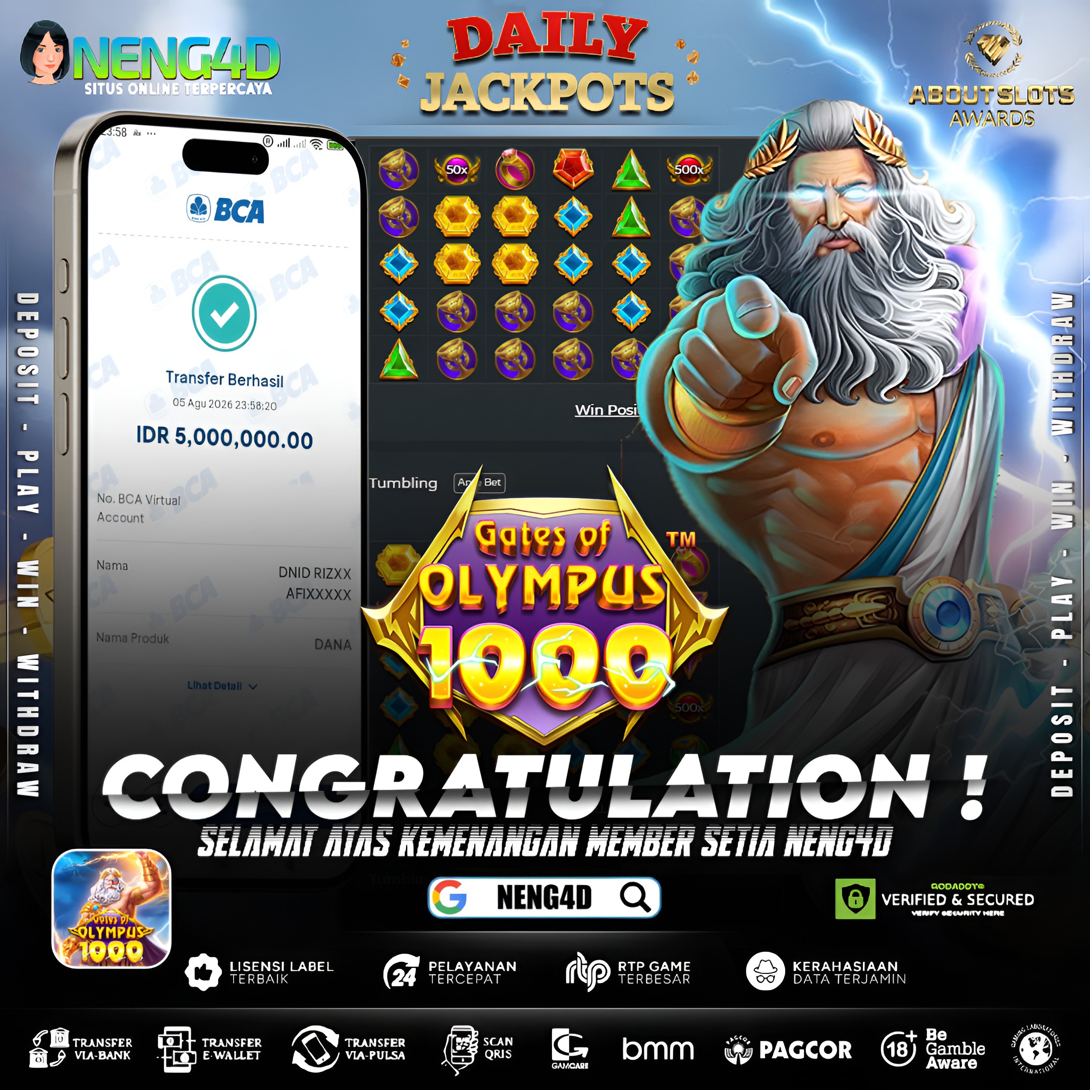 MENANG 5JT MAIN DI GATES OF OLYMPUS 1000 PRAGMATIC PLAY
