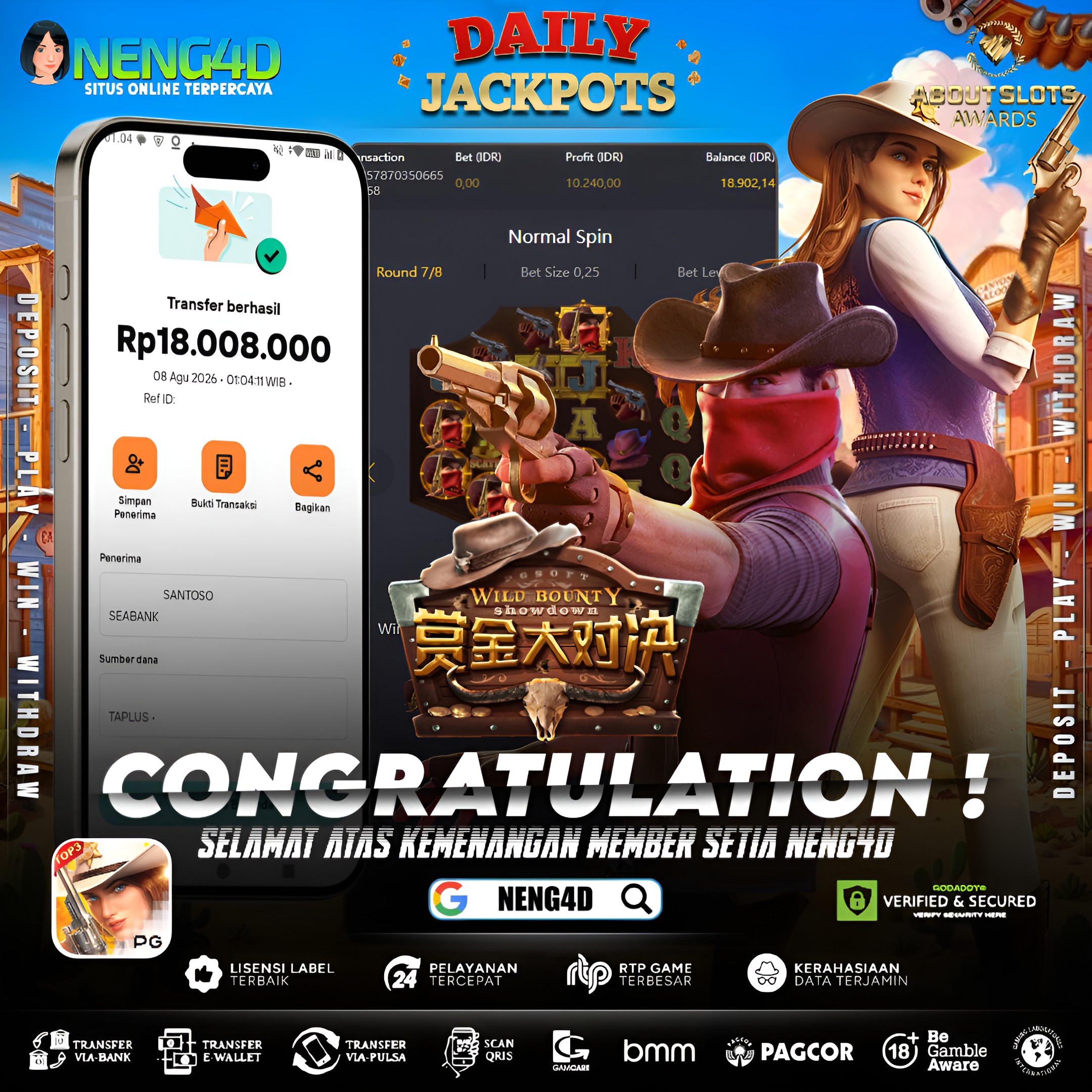 MENANG 18JT MAIN DI WILD BOUNTY SHOWDOWN PG SOFT