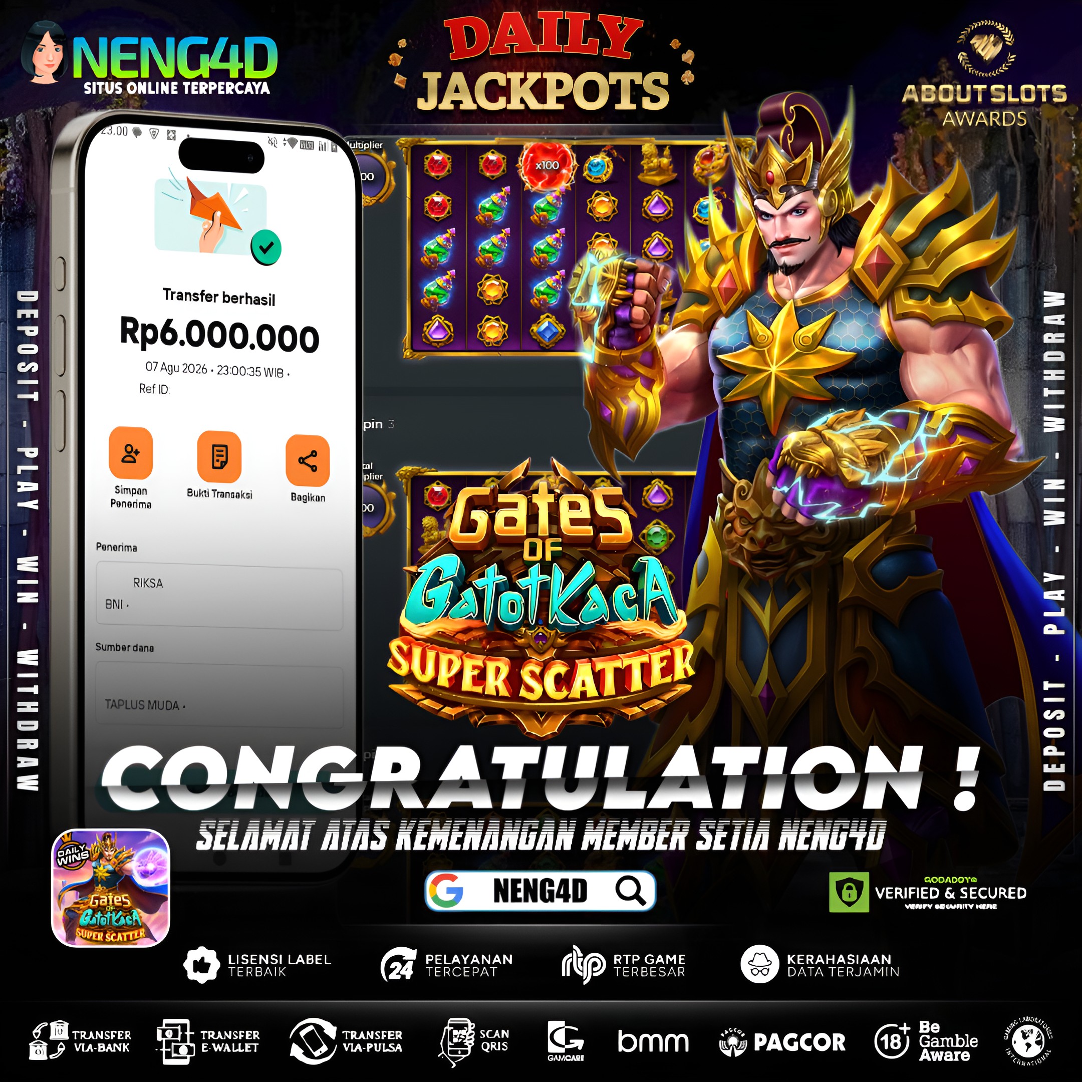 MENANG 6JT MAIN DI GATES OF GATOT KACA SUPER SCATTER PRAGMATIC PLAY
