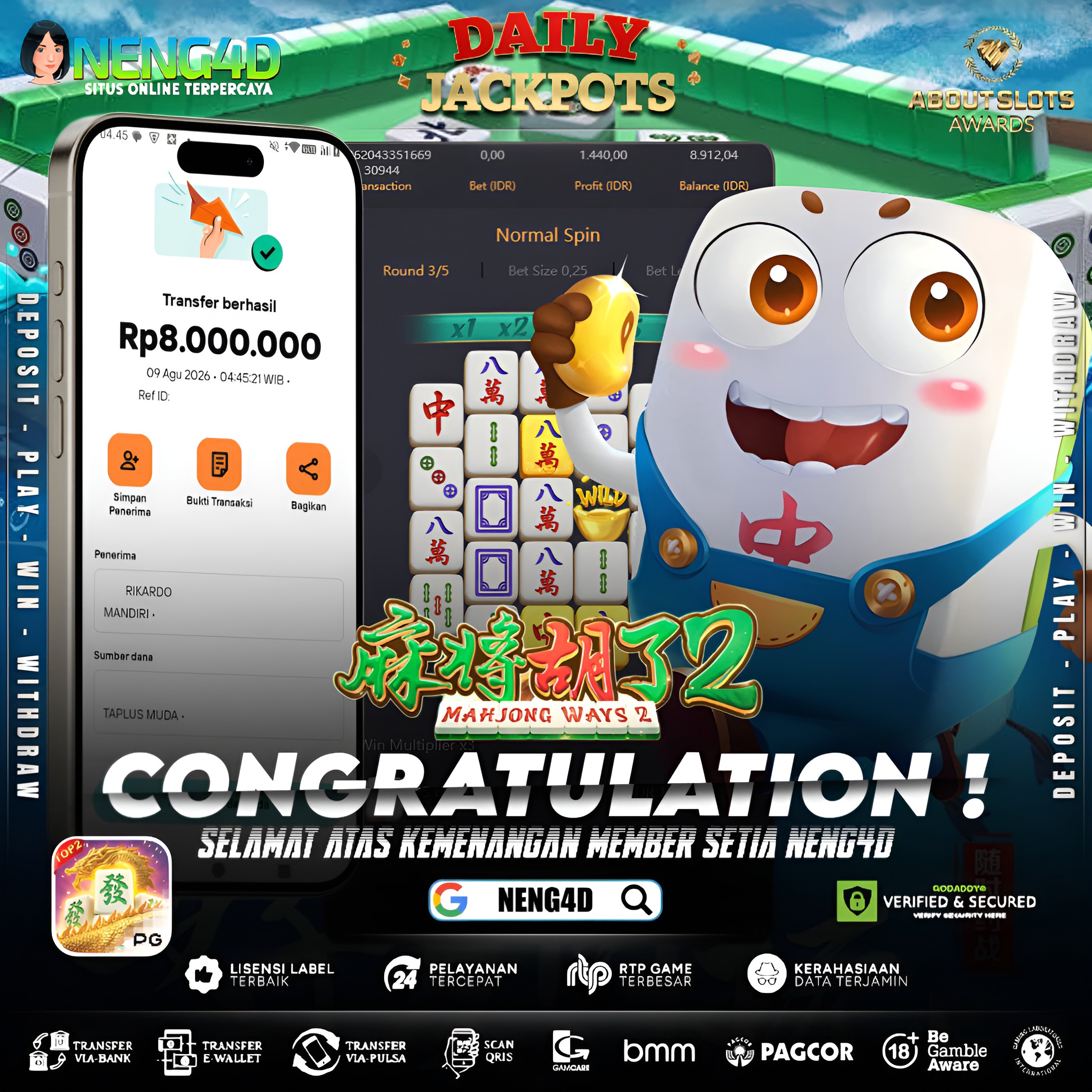 MENANG 8JT MAIN DI MAHJONG WAYS 2 PG SOFT