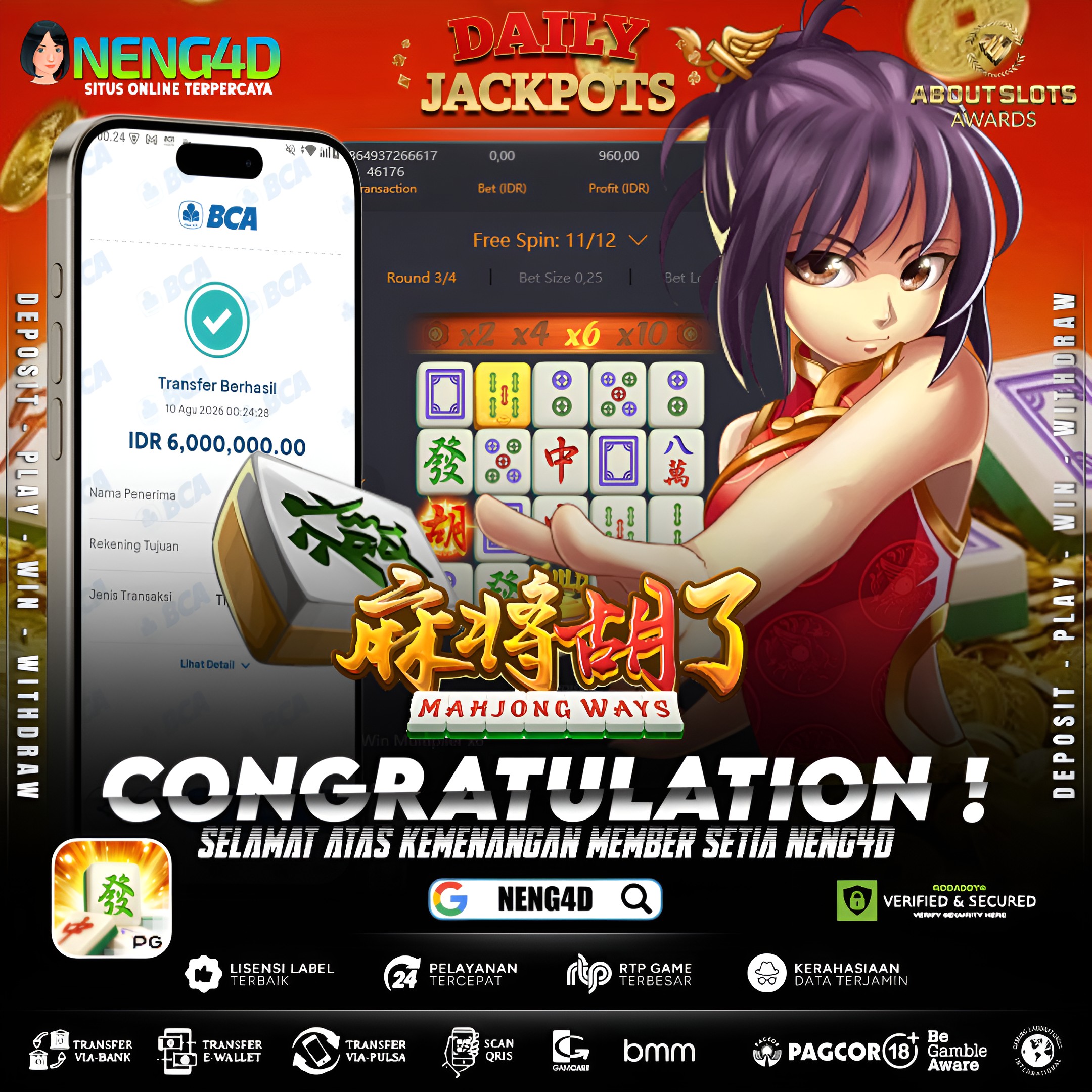 MENANG 6JT MAIN DI MAHJONG WAYS PG SOFT