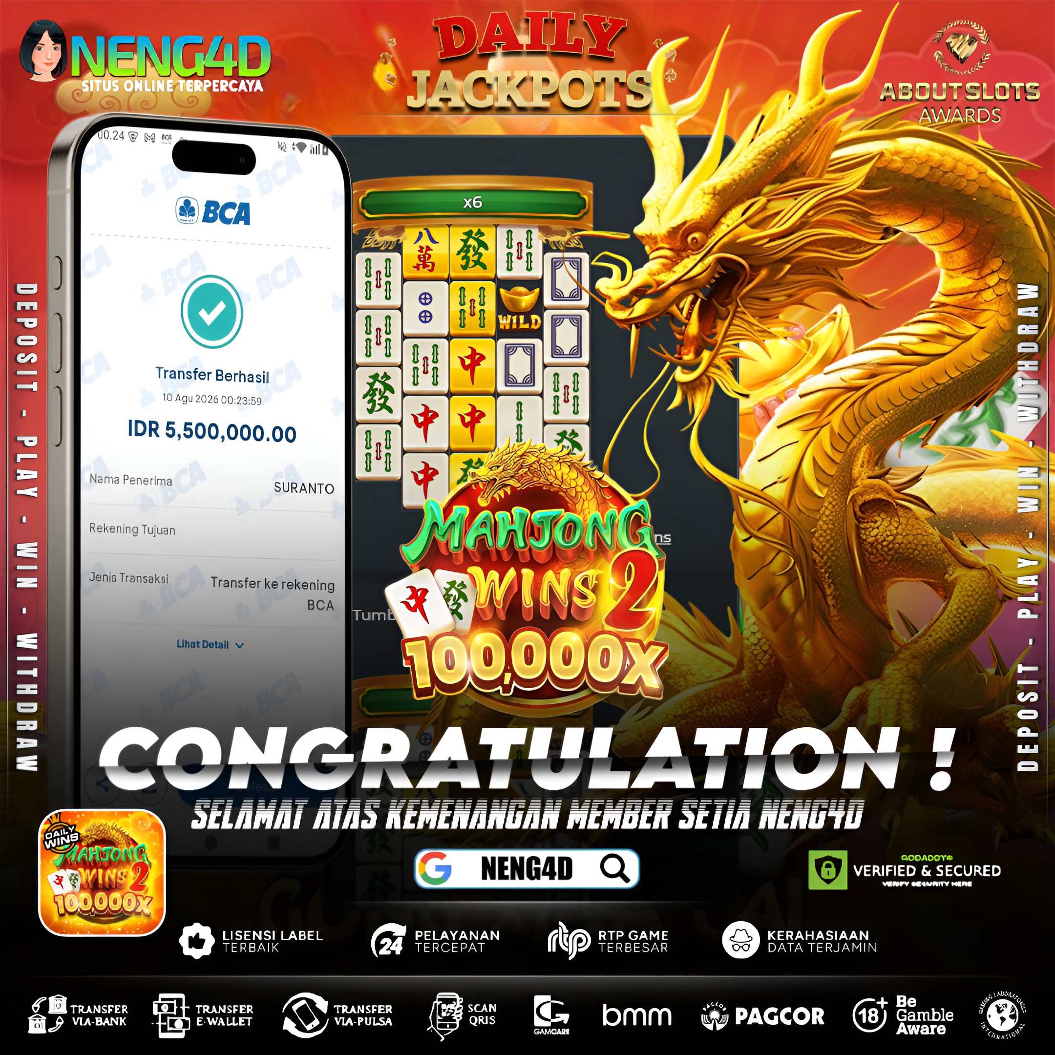 MENANG 5JT MAIN DI MAHJONG WINS 2