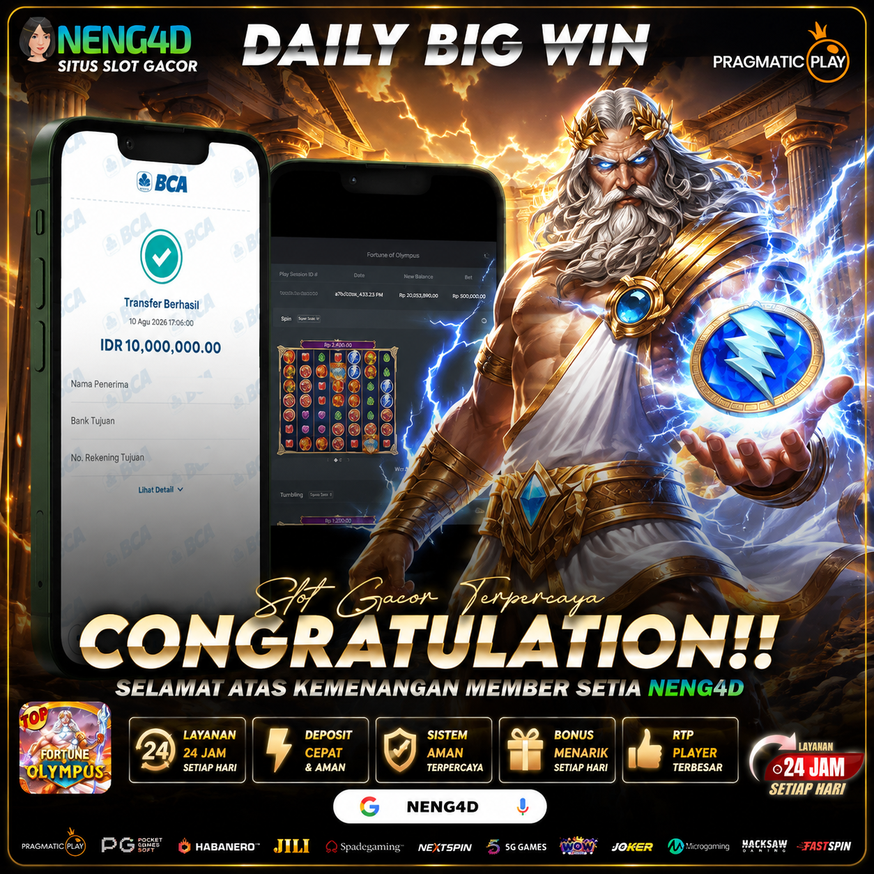 JACKPOT 10 JUTA FORTUNE OF OLYMPUS PRAGMATIC PLAY