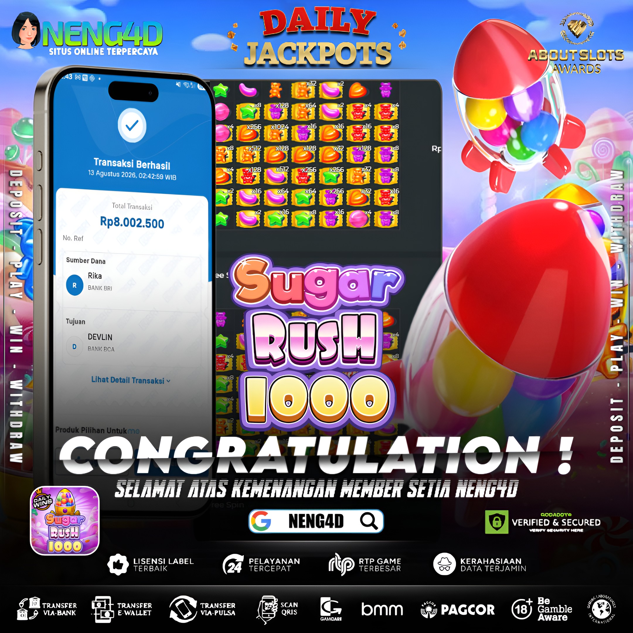 MENANG 8JT MAIN DI SUGAR RUSH 1000 PRAGMATIC PLAY