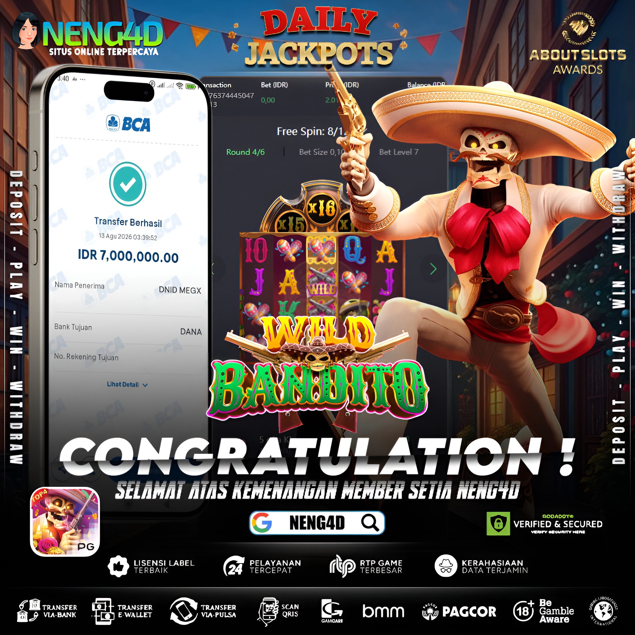 MENANG 7JT MAIN DI WILD BANDITO PG SOFT