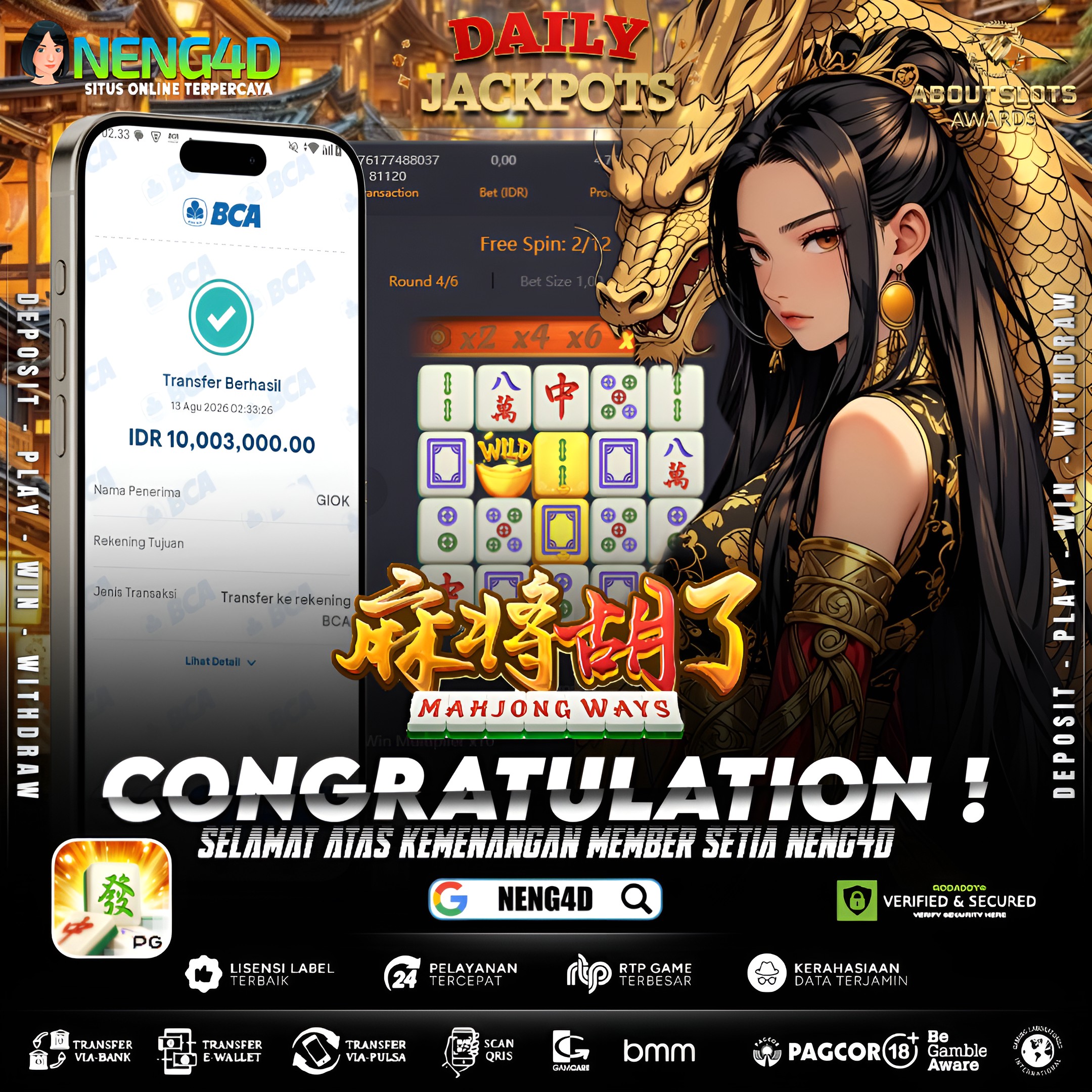 MENANG 10JT MAIN DI MAHJONG WAYS PG SOFT