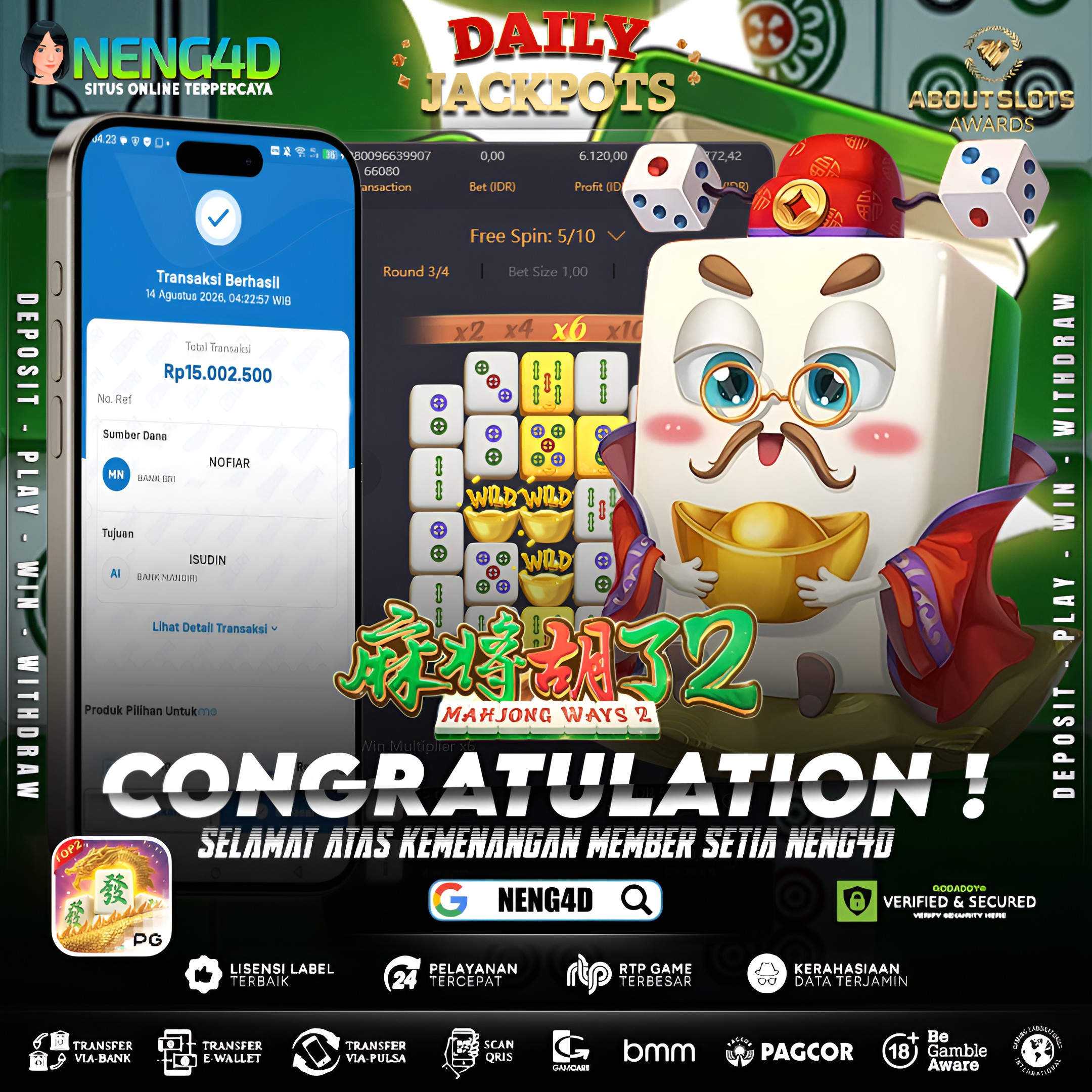 MENANG 15JT MAIN DI MAHJONG WAYS 2 PG SOFT