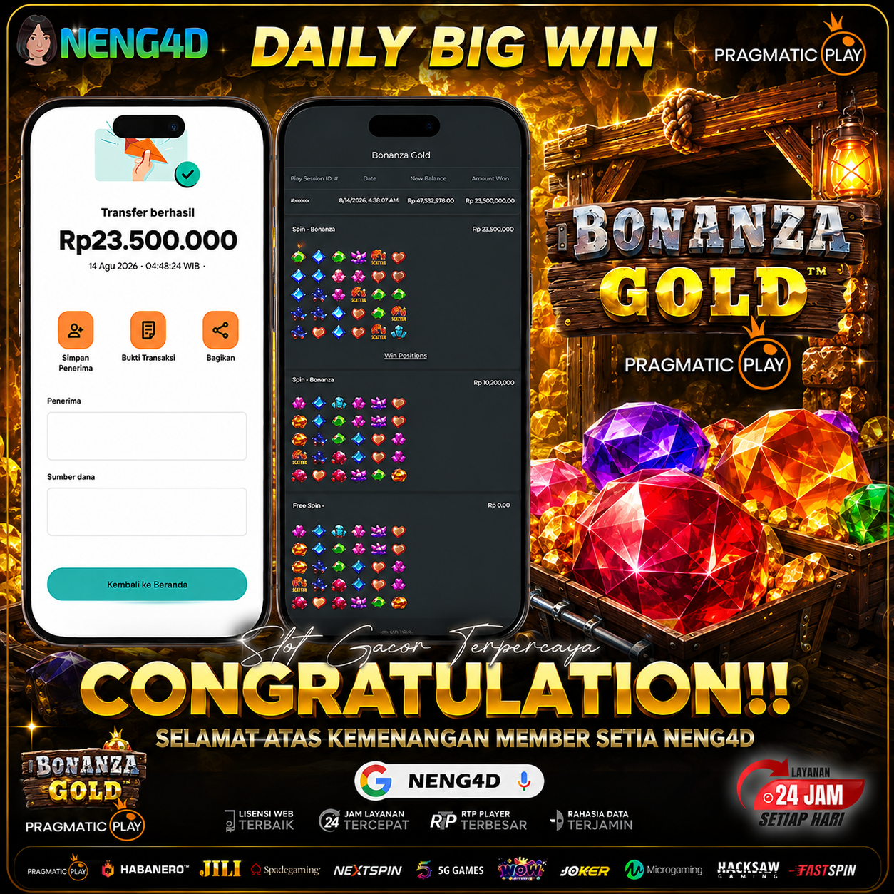 JACKPOT 23 JUTA BONANZA GOLD PRAGMATIC PLAY