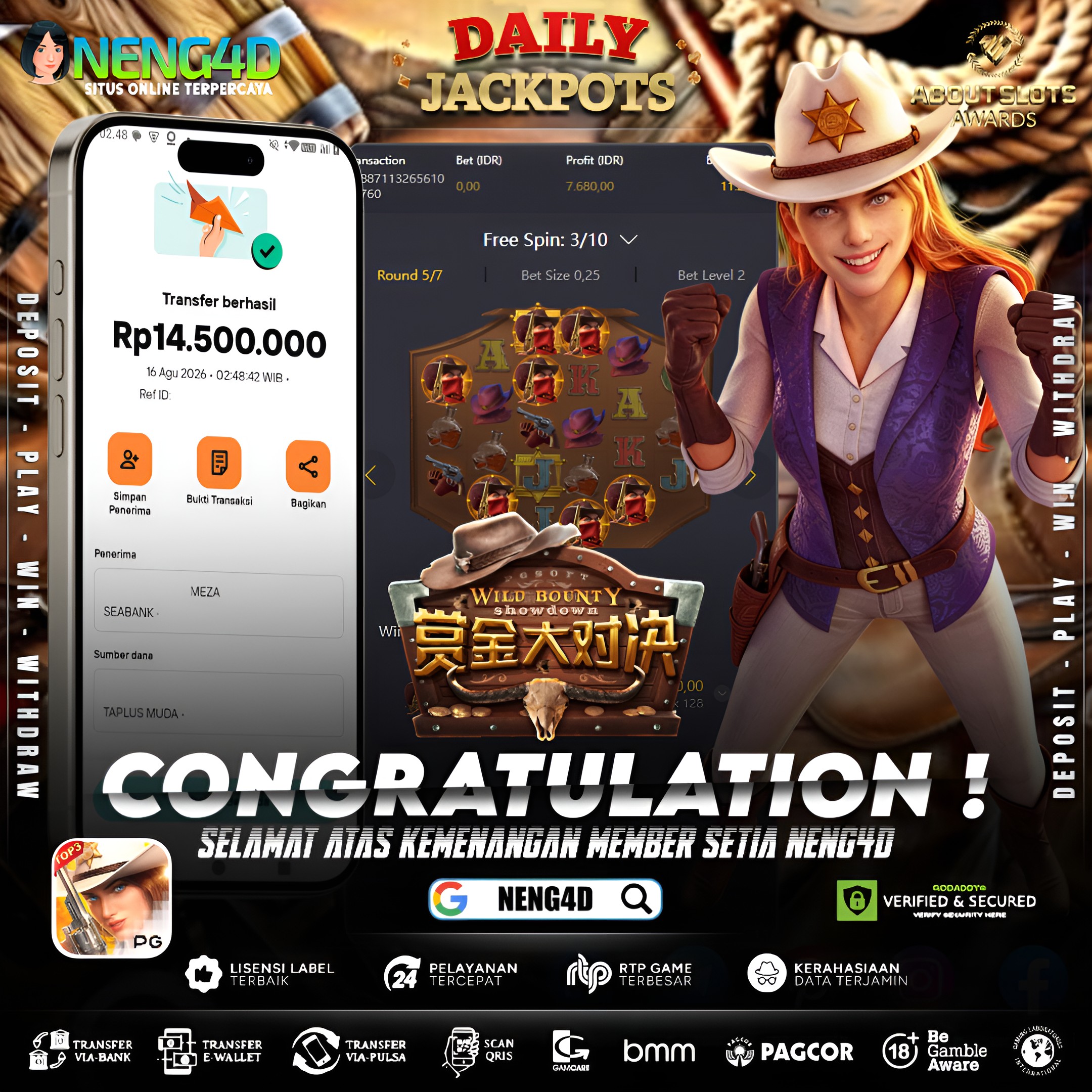 MENANG 14JT MAIN DI WILD BOUNTY SHOWDOWN PG SOFT