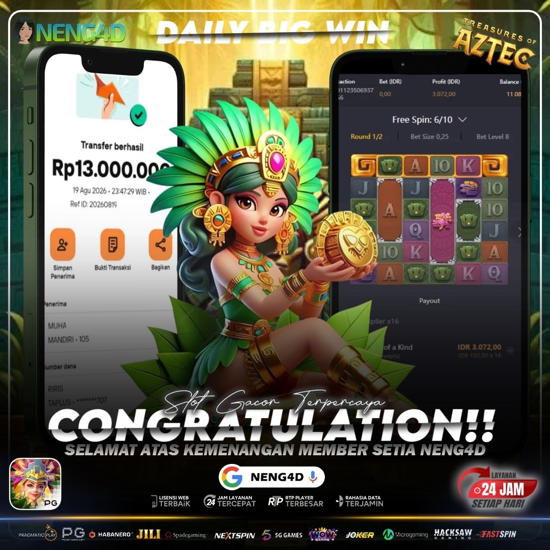 JACKPOT SPEKTAKULER! TREASURE OF AZTEC MELEDAK 13 JUTA BERSAMA NENG4D