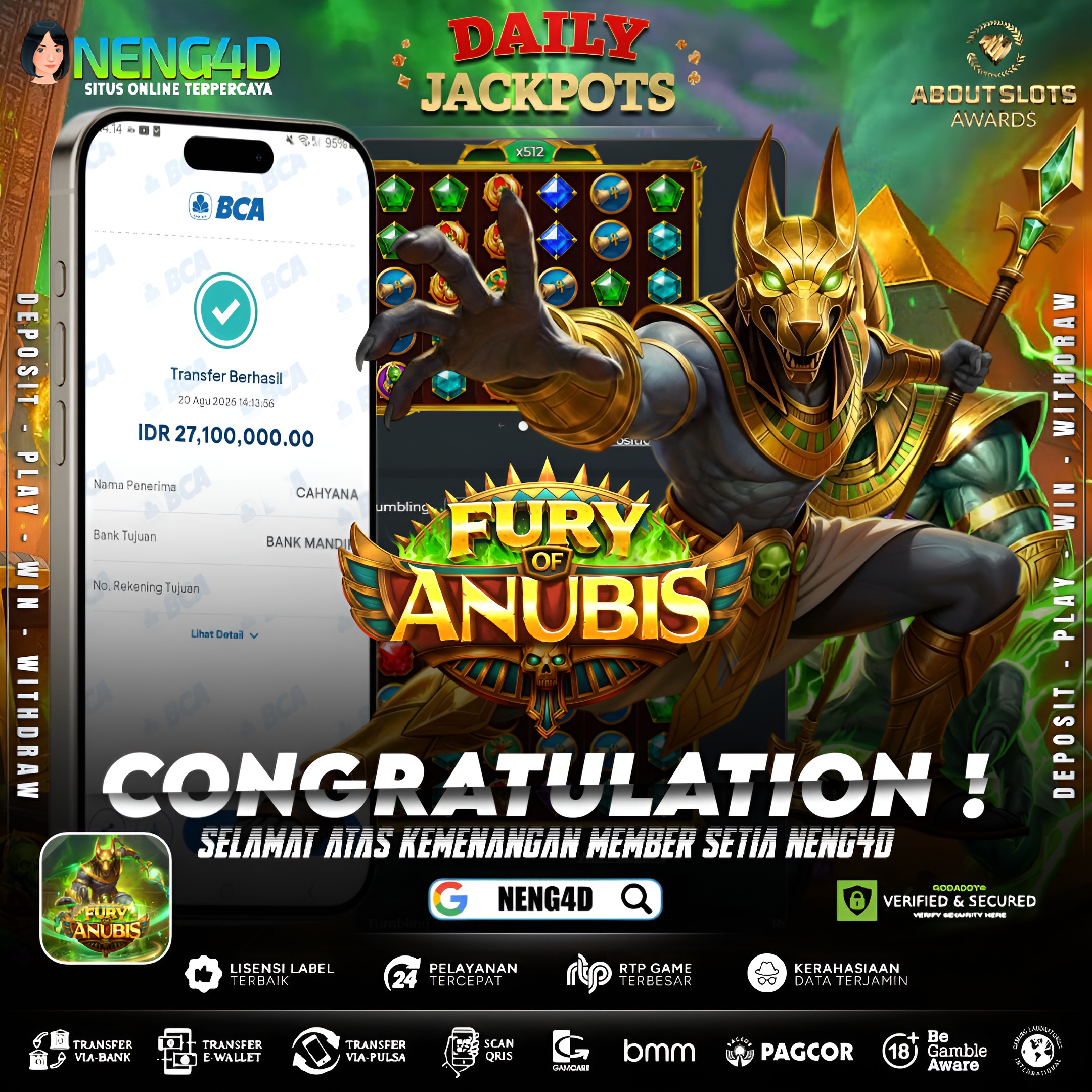 MENANG 27JT MAIN DI FURY OF ANUBIS