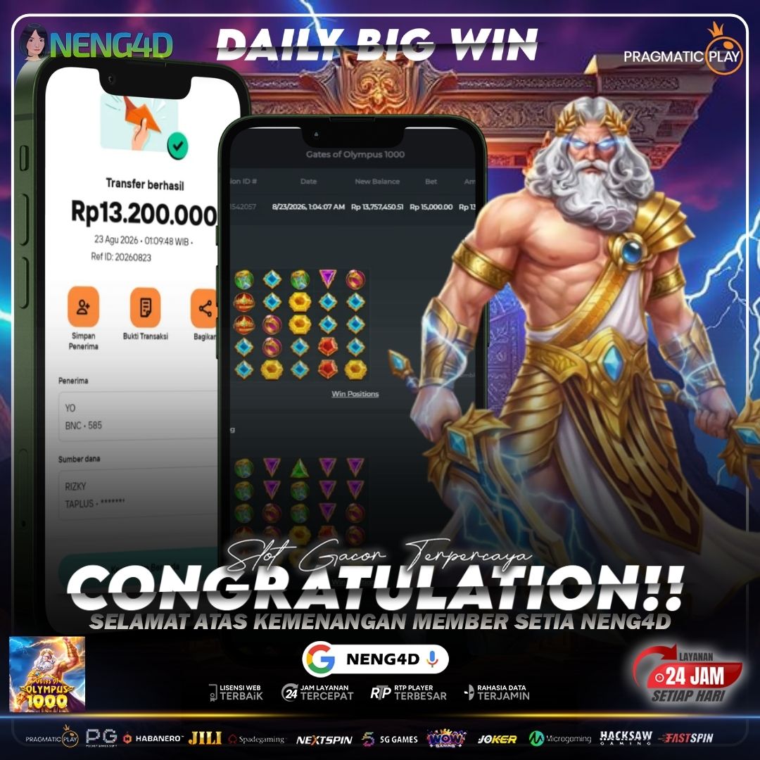 JACKPOT FANTASTIS! OLYMPUS 1000 TEMBUS 13 JUTA BERSAMA NENG4D