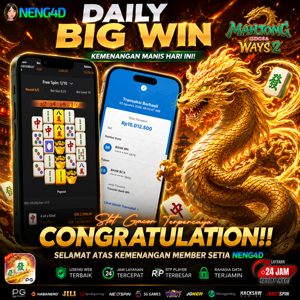 JACKPOT 15 JUTA MAHJONG WAYS 2 PGSOFT