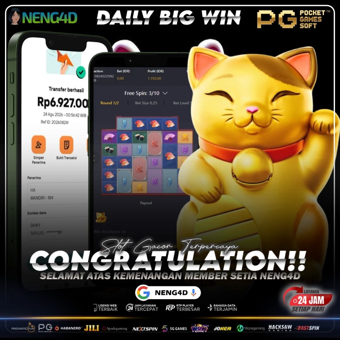 JACKPOT BERUNTUNG! LUCKY NEKO TEMBUS 7 JUTA BERSAMA NENG4D