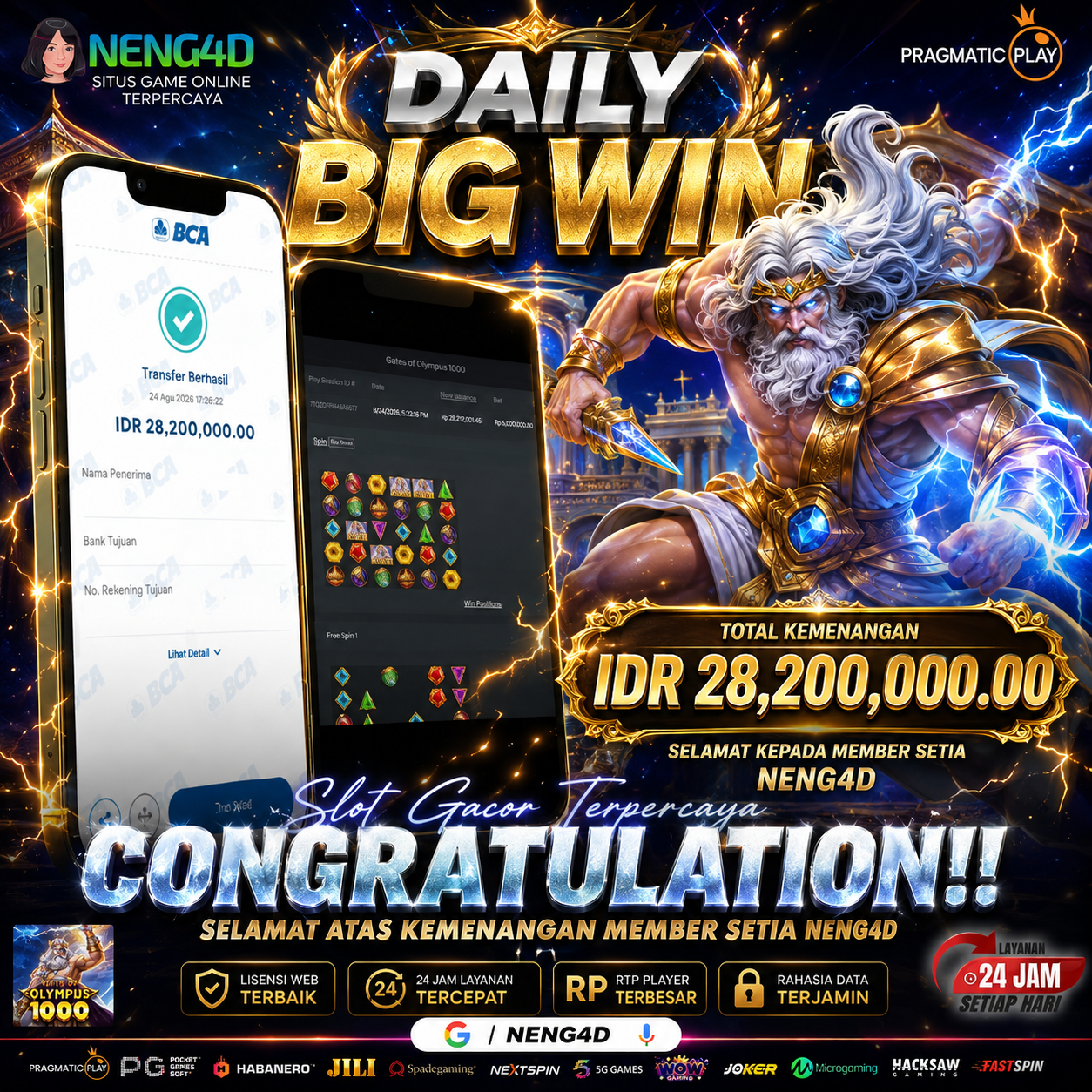JACKPOT 28 JUTA GATES OF OLYMPUS 1000 PRAGMATIC PLAY