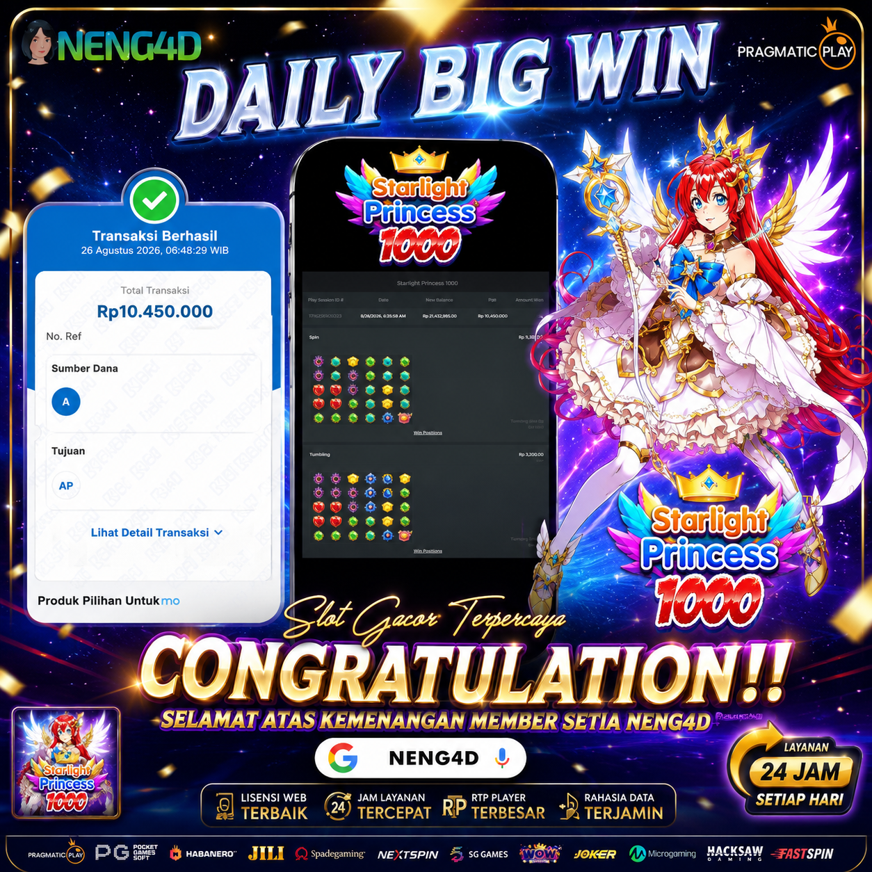 JACKPOT 10 JUTA STARLIGHT PRINCESS 1000 PRAGMATIC PLAY