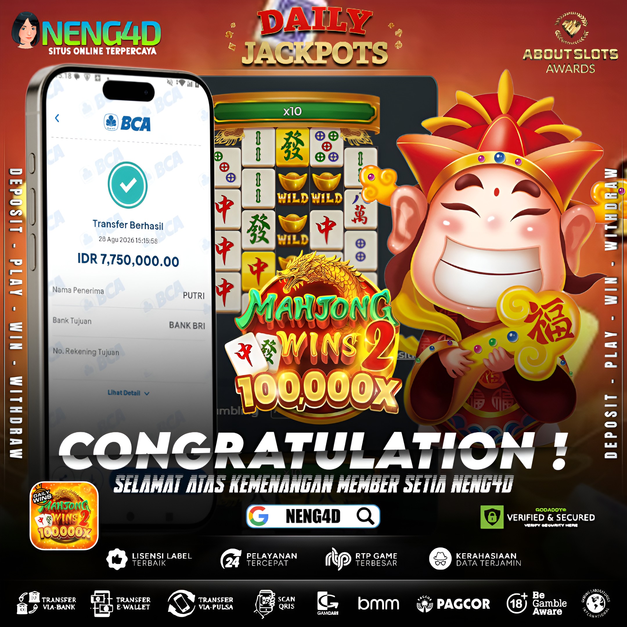 MENANG 7JT MAIN DI MAHJONG WINS 2