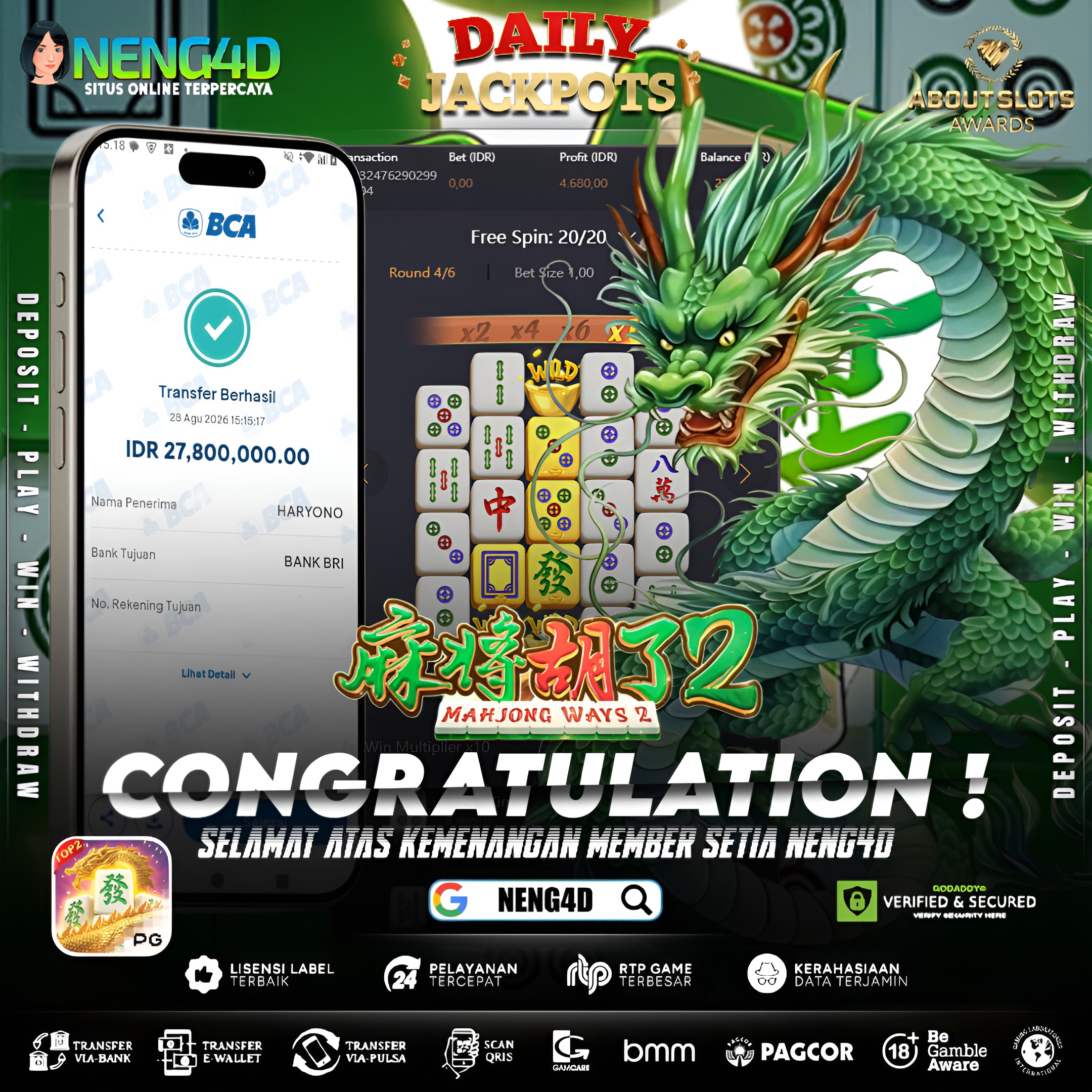 MENANG 27JT MAIN DI MAHJONG WAYS 2 PG SOFT