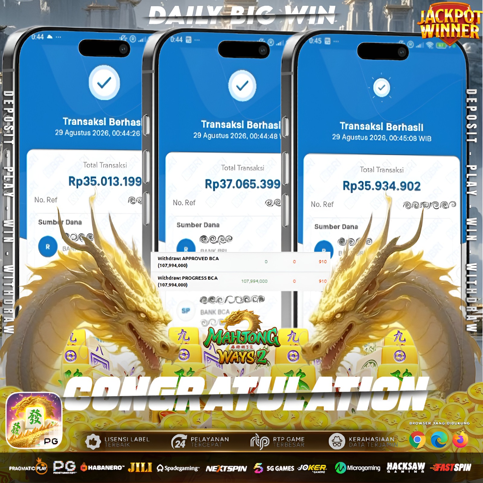 🐉 DUO NAGA EMAS MAHJONG WAYS 2! TOTAL WD TEMBUS 107.994.000 JUTA! 💸