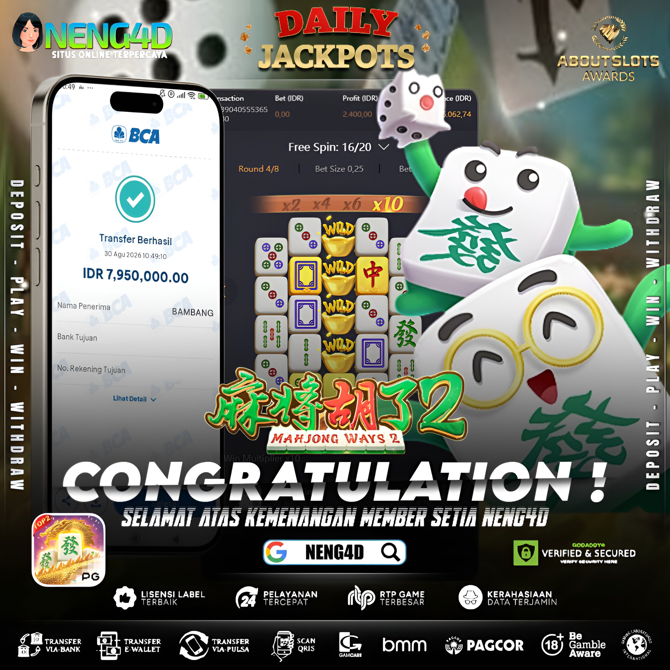 MENANG 7JT MAIN DI MAHJONG WAYS 2 PG SOFT