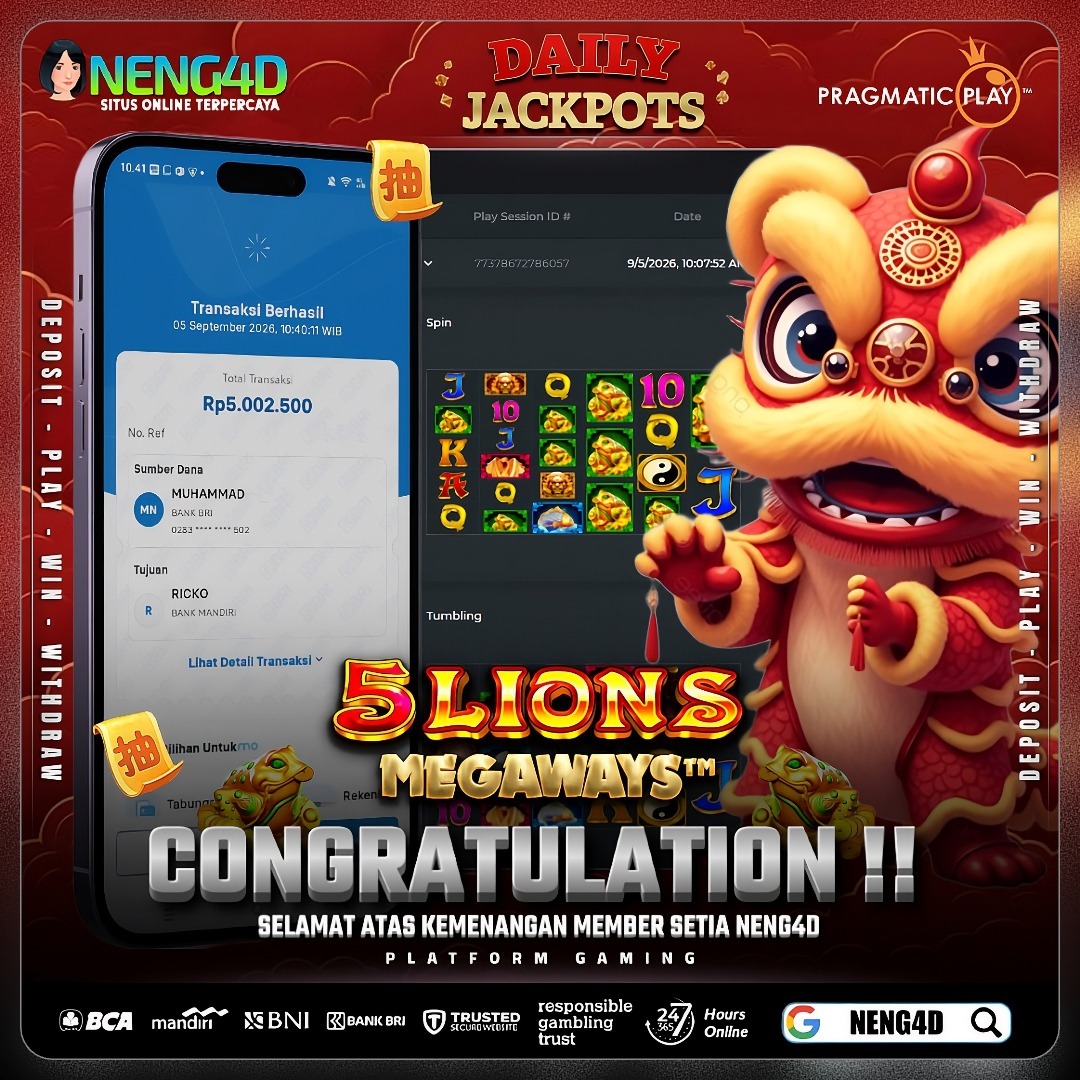 MENANG 5JT DI 5 LIONS MEGAWAYS