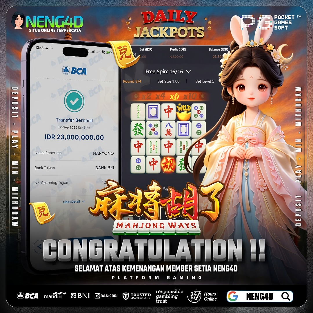 MEMBER SETIA NENG4D MENANG PADA PERMAINAN MAHJONG WAYS MENANG 23JT
