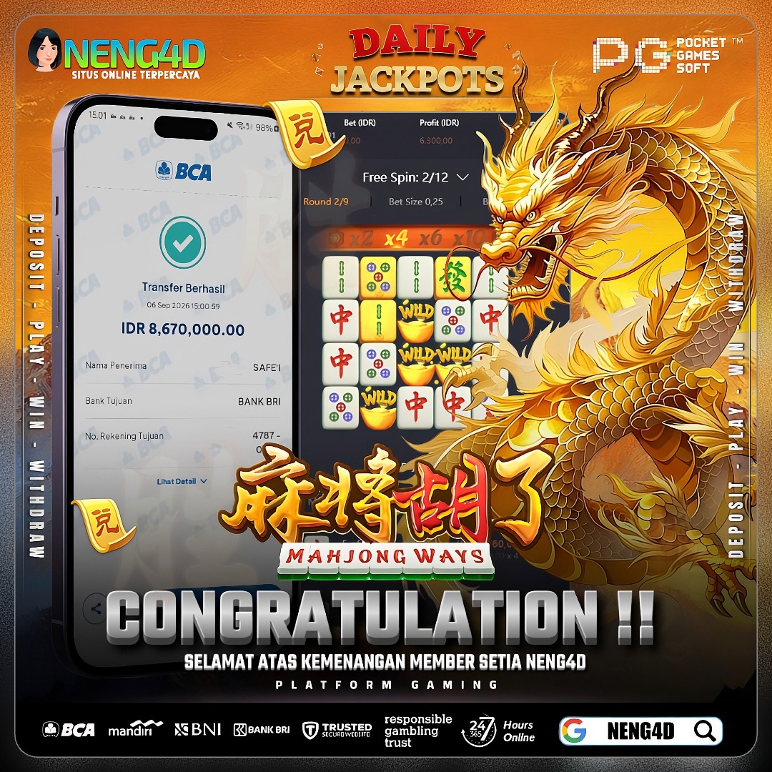 MEMBER SETIA NENG4D MENANG PADA PERMAINAN MAHJONG WAYS MENANG 8JT